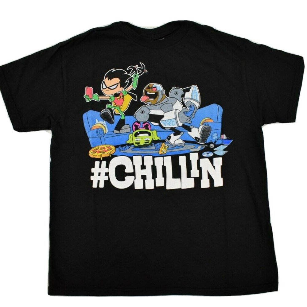 Teen Titans Go! Youth Boys High Density Ink #Chillin Shirt New